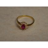 18ct gold ruby & diamond ring, Ring Size