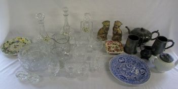 Assorted glassware, ceramics and pewter