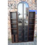 Dark oak oval top display cabinet & 2 si