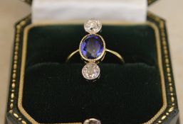 18ct gold sapphire & diamond ring, Ring