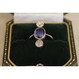 18ct gold sapphire & diamond ring, Ring