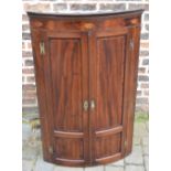 Georgian bow fronted corner cupboard wit