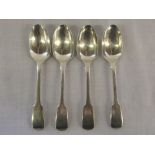 4 silver teaspoons London 1858 Maker Hay