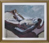 Watercolour and gouache of a reclining n