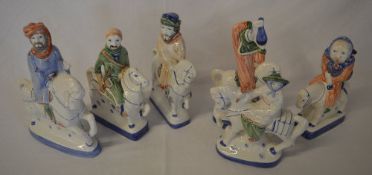 6 Rye pottery Canterbury tales figures
