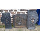 2 cast iron fire sides & a cast iron ove