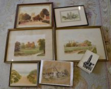 Various prints and watercolours (framed