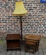 Stag bedside cabinet, oak nest of tables