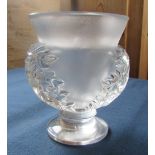 Lalique frosted pedestal vase, sides mou