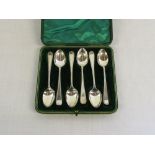 Cased set of silver teaspoons Birmingham