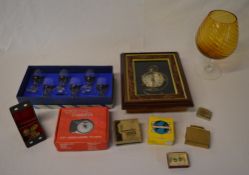 Glassware, digital camera, various coins