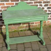 Victorian pine side table painted green
