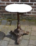 Small cast iron garden table with wooden