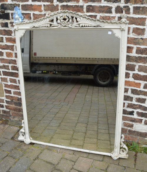 White Victorian overmantle mirror