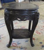 Carved ebony oriental table H 67 cm