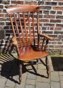 Stained elm seated farmhouse chair