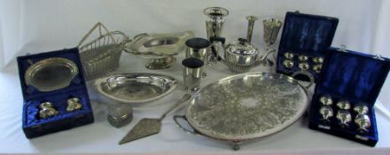 Various silver plate inc oval tray, teap