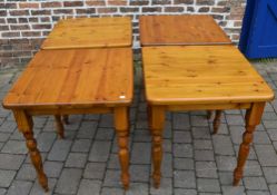 4 solid pine tables 68cm by 68cm