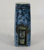 Troika coffin vase textured blue ground,