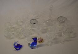 Glassware including crystal and blue gla