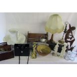 Various items inc jug & bowl, book rack,