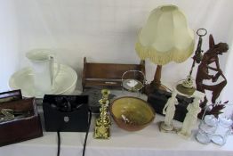 Various items inc jug & bowl, book rack,