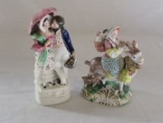 2 Victorian Staffordshire figurines (af)