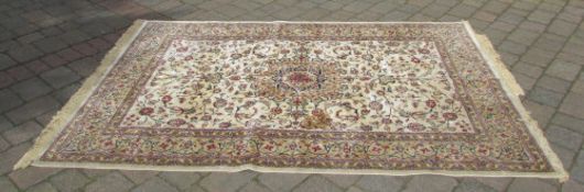 Ivory ground cashmere rug Shahbaz medall