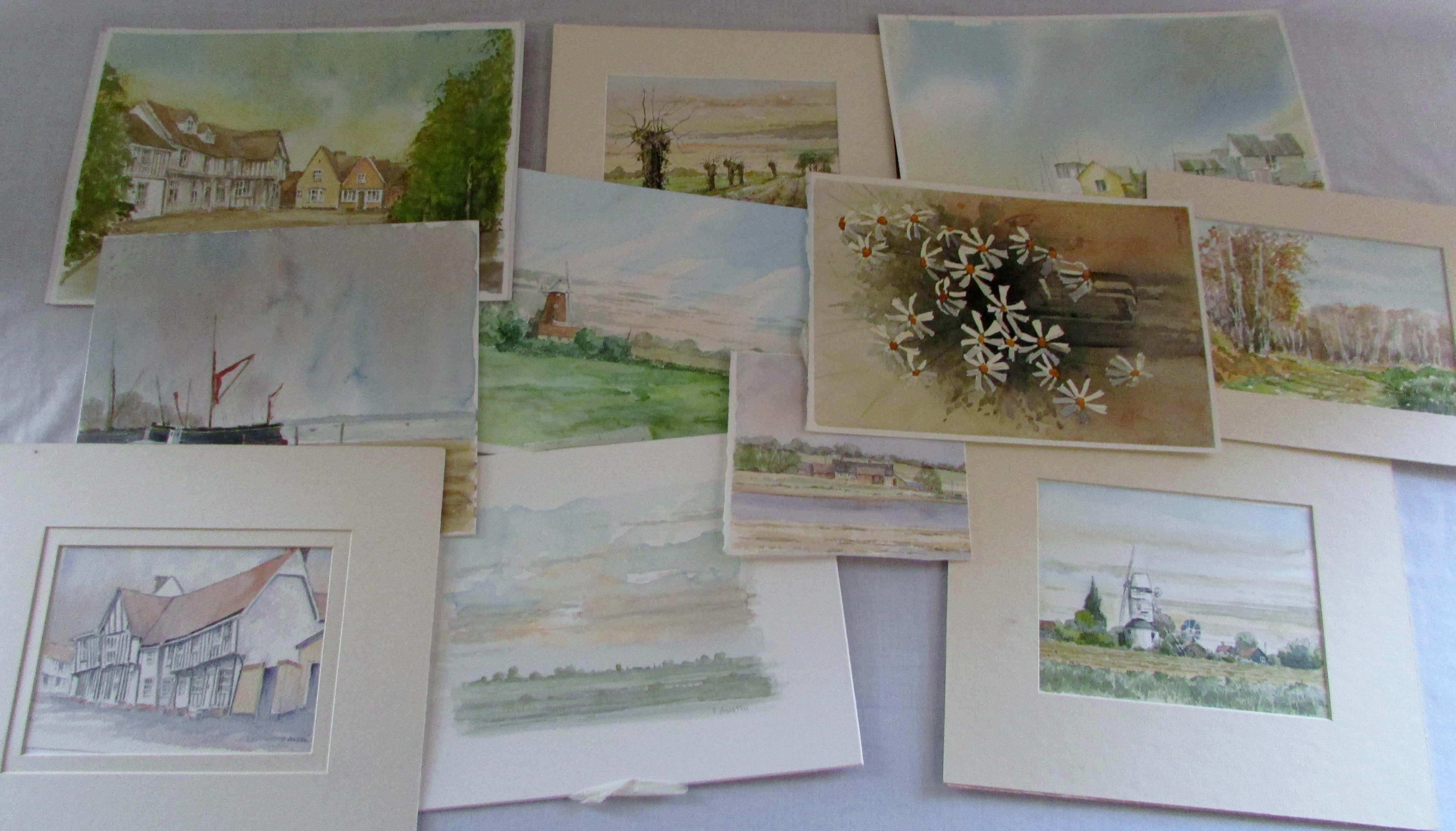 Collection of unframed watercolours with - Image 2 of 5