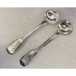 2 Large silver salt spoons London 1834 M