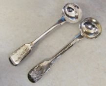 2 Large silver salt spoons London 1834 M