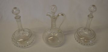 Pair of decanters and a glass claret dec