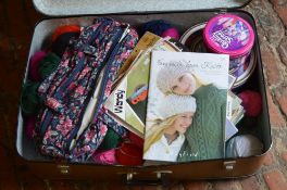 Case of knitting and sewing items