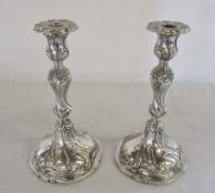 Pair of large ornate German silver candl