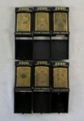 Set of 6 unused brass Zippo Harley David