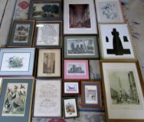 Assorted prints, Map of Lincolnshire & a