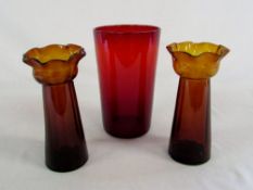 Pair of Victorian amber hyacinth vases &