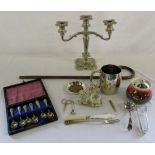 Selection of silver plate inc candelabra