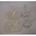 Pair of glass decanters and a pair of gl