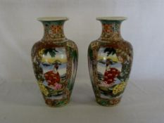 Pair of Japanese satsuma style vases H 3