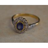 18ct gold diamond and sapphire ring with