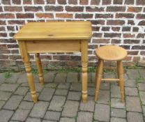 Small pine table and stool