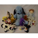 Various soft toys including Donkey (Shre