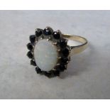 9ct gold opal and sapphire ring size O