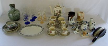 Indian Tree coffee set, assorted glasses