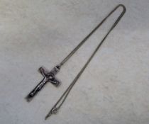 Silver crucifix marked 925 with chain