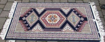 Blue Kilim pattern rug 80 cm x 150 cm