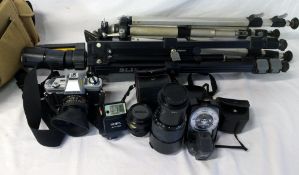 Minolta X-300 SLR camera with lenses, Lu