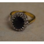 18ct gold sapphire & diamond ring, sapph