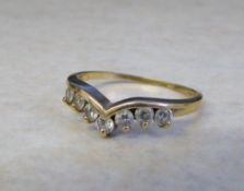 14ct gold cubic zirconia wishbone ring s
